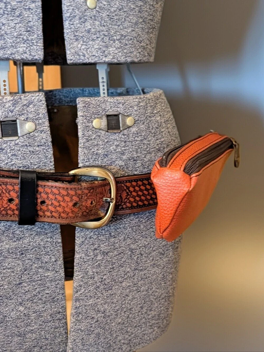 NWOT MaggiB Patent Leather Belt Bag & Eyeglasses Holder in Coral